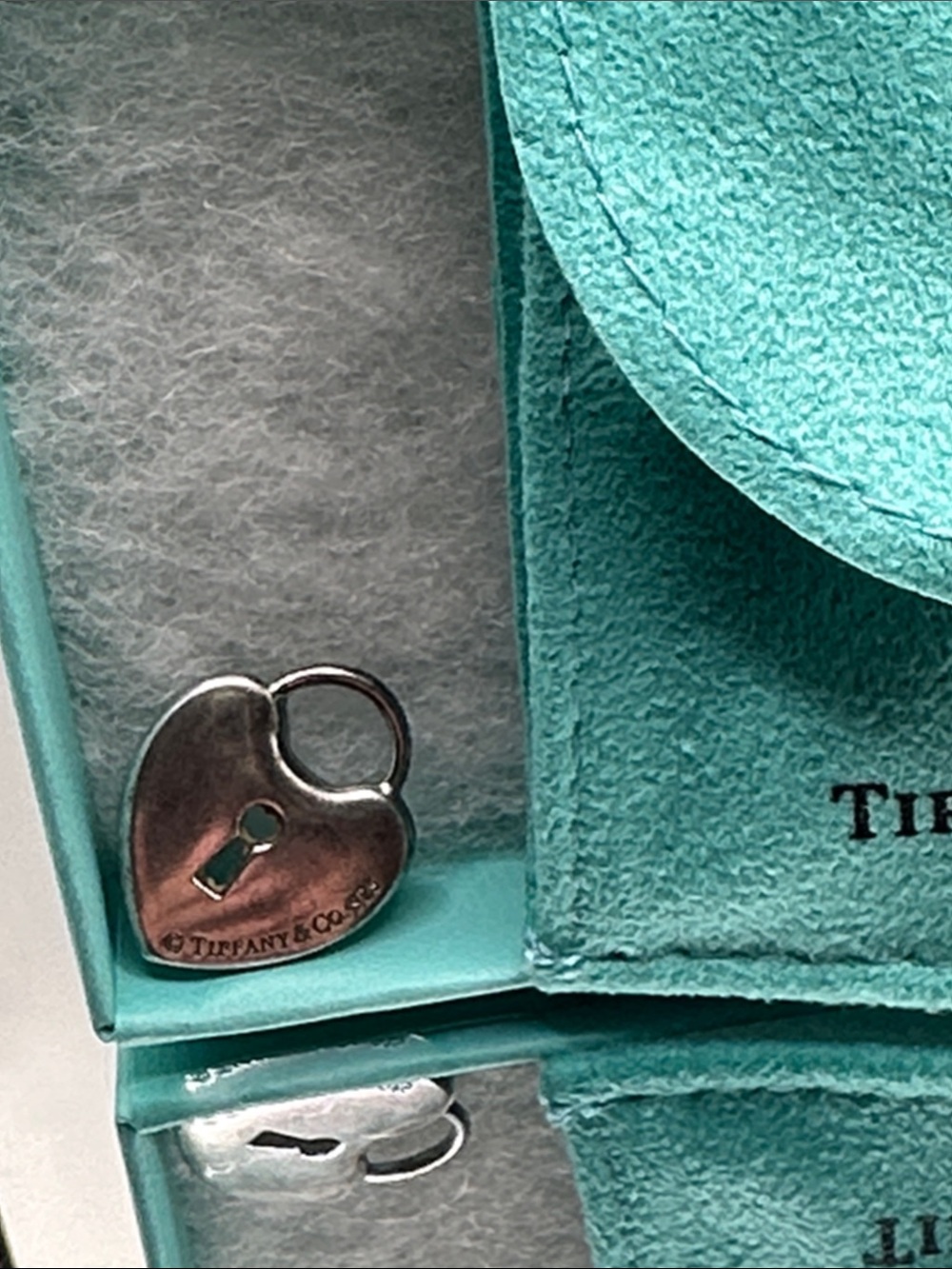 Tiffany & Co. Silver Heart Padlock Charm with original box and Pouch